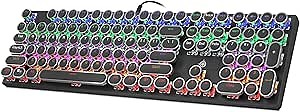 Mechanical Gaming Keyboard, GEEKLIN Steampunk Retro Mechanical Keyboard, Wired RGB Multimedia Gaming Keyboard, 87 Key Games Keyboard with Colorful LED Backlit