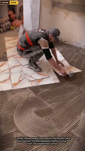 Tile Installation Process | Workers Installing Ceramic Tile #skilledworkers #constructionwork