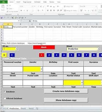 New entry Multi column databases in Excel