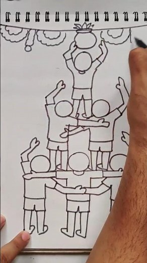 Quick simple and easy drawing of Dahi handi festival celebration/ Janmashtami/ Gokulashtami