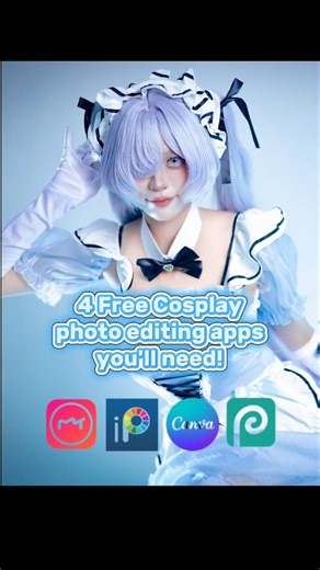 Tsu 🌊💙 Cosplay Tutorials & Educator! on Instagram: "✨4 free cosplay photo editing apps you’ll need! 📷 Use these to edit your photos or features to your liking~ They’re mostly free and easy to use on your phone (except for Photopea). Great for cosplayers who don’t wish to break the bank, or are just starting out! ----- 1. Meitu ❤️ You can edit your face and make general photo adjustments here! You can also apply filters according to the style you’d like to achieve. 2. IbisPaint ❤️I use this to