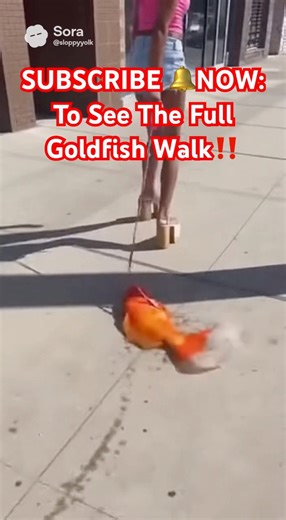 Walking A Goldfish On A Leash In Public Crowd Loses It