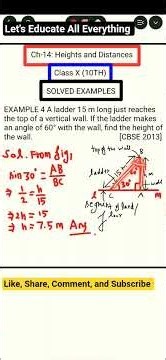 CLASS X (10TH) MATHEMATICS: HEIGHTS AND DISTANCES|SOLVED EXAMPLES|SOL.4#class10th