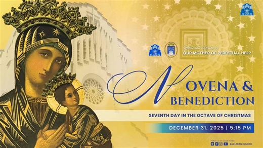 The Seventh Day in the Octave of Christmas Homilist: Rev. Fr. Reynaldo Culaba, C.Ss.R December 31, 2025 5:15 PM | Novena and Benediction Download #BaclaranChurch Mobile App now! For Android: https://tinyurl.com/BaclaranChurchMobile For iOS: https://tinyurl.com/BaclaranChurchiOS #onlinemass #onlinemassphilippines #onlinemasstoday #baclaranchurch #livestreammass #catholic #catholicmass #catholicmasstoday #holymasstoday #baclarannovena #novenamass #novena #omphbaclaran #omphnovena #baclaranchurchli
