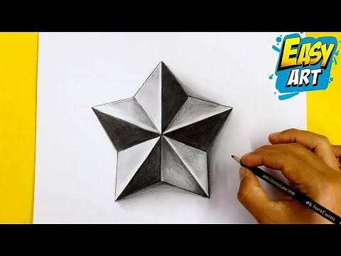 3D Drawing Easy - How To Draw 3D star Easty Art