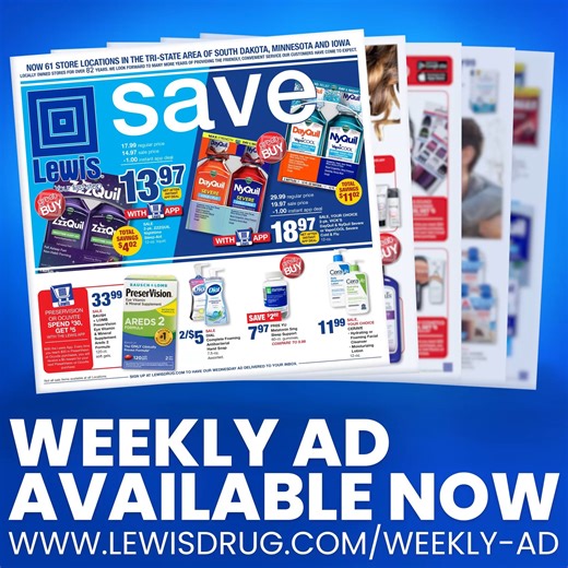 Check Out Our Latest Weekly Ads! Find amazing deals at Lewis and explore our newest offers. Available from January 8th to 14th, 2025. Don’t miss out! www.lewisdrug.com/weekly-ad | Lewis Drug