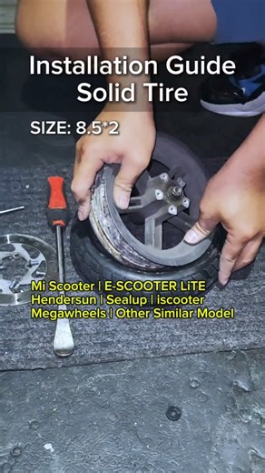 7.7K views · 22 reactions | Installation Guide for Solid Tire Size: 8.5x2 #solidtire #flatfreetire #nomoreflat #miscooter #iscooter #sealup #mober #M365 #Hendersun #escooterlite #affordablescooter #murangscooter #electricscooter #electricscootershop #electricscootermakati | Jim escoot & ebike | Facebook