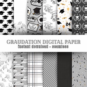 Seamless Graduation Digital Paper and Patterns Bundle | Instant Download, Printable Graduation Designs | Invitations, Wallpapers, Crafting - Etsy