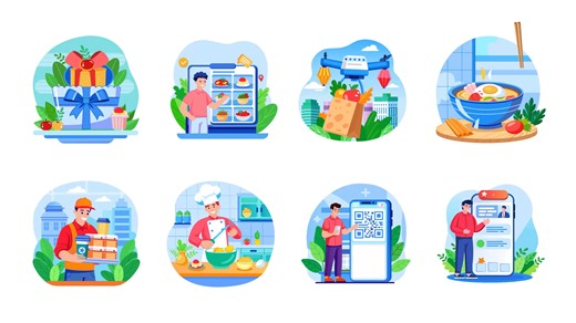 Animated Food Illustration Art Set