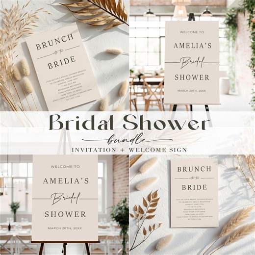 Brunch With the Bride Invitation Minimalist Bridal Shower Brunch Invite Digital Template Neutral Beige Wedding Invite, Welcome Sign, BBB-1 - Etsy Canada