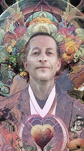 Generative Generations, 2022 Minted on OpenSea as Generational-PortrAlt Music by FKJ Looping motion graphic portrait commission. I created a finished portrait of my subject’s current age and then ran it through neural filters in Adobe photoshop to project the subject’s age forward and backward in time . I used elements from a series of midjourney prompts for the background and decorative elements. Ezra Perlman #androidjones #digitalart #portrait #nft #opensea | Android Jones