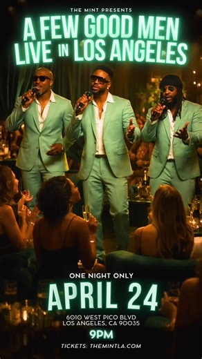 A Few Good Men are headed to the West Coast and we’re bringing that Midwest soul with us! 🎤 LIVE IN LOS ANGELES 📍 The Mint 📍 6010 W Pico Blvd, Los Angeles, CA 📅 April 24 ⏰ 9:00 PM 🎟 Tickets: THEMINTLA.COM One Night Only. One Stage. One Vibe. LA, we’re pulling up with real R&B, real vocals, and real energy. If you’ve never experienced A Few Good Men live, April 24 is your chance to feel it up close and personal. Midwest harmony meets West Coast lights. 🌇 Don’t just hear about it be in the b