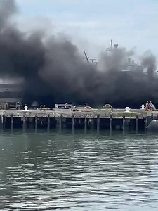 80K views · 1.2K reactions | UPDATE: The Spirit of Norfolk is still burning Wednesday at Naval Station Norfolk. Here's a video from around 10:30 a.m. The Spirit first caught fire around noon Tuesday. : Matt Pursley The latest: https://bit.ly/3H2uITj | WAVY TV 10 | Facebook