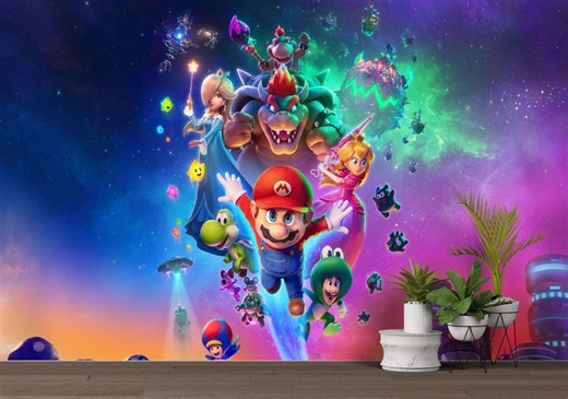 Süper Mario Movie Style Wallpaper Mario Bros Gaming Wall Decor - Etsy