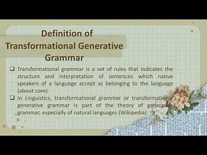 Transformational Generative Grammar