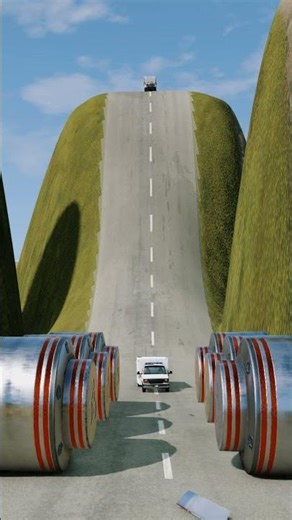 School Bus & Ambulance van vs Hydraulic Bollards Crash - BeamNG.Drive