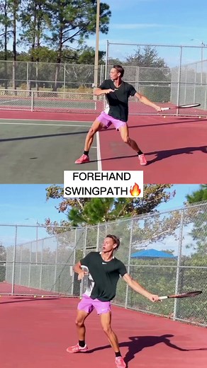 🟥 Defensive forehand 🟨 Rally/neutral forehand 🟩 Attack forehand Adjusting the swing path trajectory will affect the amount of spin and aggressiveness of the shot. Always try to achieve close to maximum racquet head speed and simply increase/decrease the upward swing angle to adjust to the type of ball you are facing🎾 Unleash the hidden potential of your SERVE💥 See link in BIO for more details🔗 #tennis #forehand #tennistips #tennisdrills #reels | Online Tennis Instruction