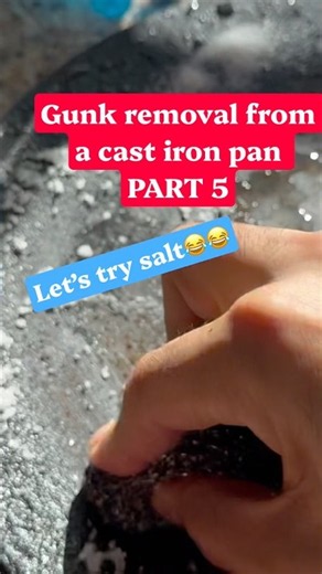 Removing cast iron gunk #cleaning #gunk #castironskillet #diy #handyman