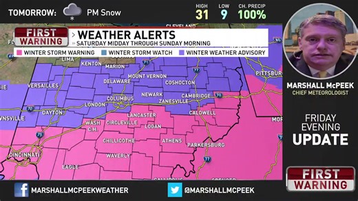 [FRI, 12/12/25, 825pm] Winter Weather Advisories and Winter Storm Warnings are posted for Central and Southern Ohio. Chief Meteorologist Marshall McPeek has a LIVE look at what we can expect through the weekend as the snow begins to fall and the temperatures start to plummet. | WSYX ABC 6