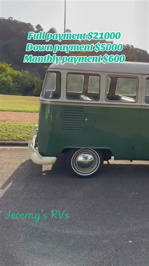 Vintage VW Type 2 T1 camper bus 🚐 green/white classic, sleeps 2–4, retro icon. #caravan