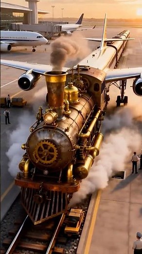 🚂STEAMPUNK AIRPLANE🔥 When a Steam Train Learns to Fly! #Steampunk #Airplane #AviationArt #aiart