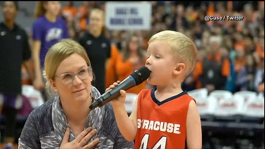 10K views · 184 reactions | Good job Drake!   3-year-old Drake Winslow sang the National Anthem at the Syracuse Women's basketball game Monday night to become the youngest anthem singer in Carrier Dome history | KHQ Local News | Facebook