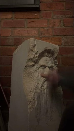 Stone carving a face from Maltese limestone #stonecarving #art #stone #craft #portrait #face #artist