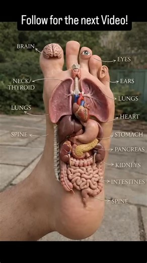Live Healthy Lab | Body Explained on Instagram: "Your feet are more than just support — they’re a map to your whole body. ✨👣 Reflexology links specific points on the feet to organs like the brain, lungs, heart, and digestive system. Gentle pressure may help release tension, support circulation, and encourage overall balance — naturally. Take a moment to slow down, breathe deeply, and give your feet the care they deserve. Save this as your reflexology guide and try it tonight. #FootReflexology #