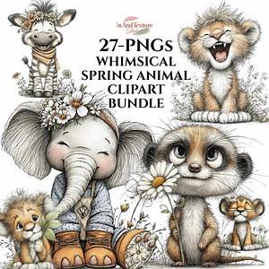 Whimsical Spring Baby Animals Clipart Bundle, Watercolor Woodland Creatures PNG (digital Download) - Etsy Australia