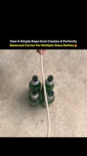 N E X O on Instagram: "Observe the clever geometry and practical design of this specialized utility knot, turning a single rope into a secure, balanced carrier for multiple glass bottles. This smart technique ensures stability, safety, and efficiency, making it perfect for outdoor adventures, organized storage, and showcasing true survival and knot-tying skills in action. 🪢🍾 Via: @viralvideoms We do not own the rights to this content. All credits and rights belong to the respective owner. Foll