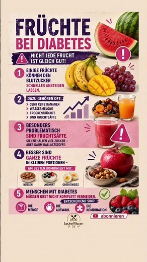 Welche Früchte sollten Diabetiker begrenzen? ⚠️🍌 | Diabetes & Blutzucker einfach erklärt