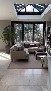 9.9K views · 184 reactions | Always zone your soft seating area in an open plan kitchen when you’ve got a limestone flooring so ahere we used a beautiful @crucialtrading rug to soften the area around the media cabinetry by HM (finished in Soot). It’s a custom rug so we organise the layout first in the design studio and place the rug last to avoid any sizing issues. Beautiful garden room by @westburyuk #humphreymunson | Humphrey Munson Kitchens | Facebook
