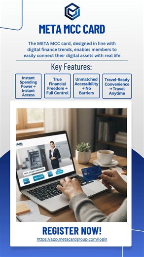 Connect your digital lifestyle to real-world convenience with the Meta MCC Card 💳✨ Message us to learn more or start your registration 💬 ⚠Disclaimer: KYC/AML required. Terms, fees, and limits apply. Cryptocurrency is not legal tender. | Meta Card Network