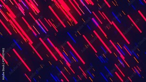 Abstract 2D animation background of glowing diagonal lines streaming across the screen. Deep blues and vibrant purples and pinks.