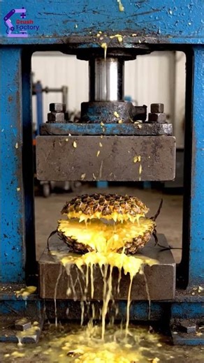 You Won’t Believe This Pineapple Crush 😳🍍| Pineapple vs 10 Tons Hydraulic Press 🍍💥 #hydraulicpress