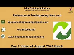 Performance Testing using NeoLoad Day 1 By Saravanan sir on 27th Aug 2024