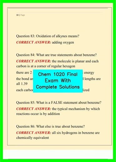 Chem 1020 Final Exam With Complete Solutions video