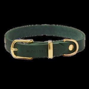 Butter Leather Dog Collar - Forest Green