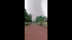 Waterspout tornado emerges amid rainfall in Myanmar