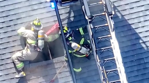Firefighter nearly falls through roof while fighting flames in Wareham