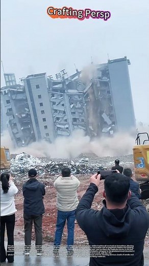 The whole process of blasting and demolition of large buildings