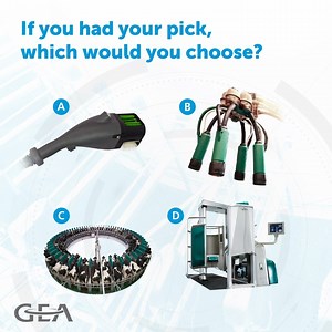 5.3K views · 50 reactions | Every dairy is unique, so your milking system should be too. If you had your pick, which would you choose? A. FutureCow® automated teat prep B. Apollo automated post dipping C. DairyRobot R9500 box-style robot D. DairyProQ robotic rotary parlor Comment with your choice. Then learn more about each product in the comments! | GEA Farming | Facebook