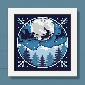 3D Santa Reindeer Shadow Box Svg, Christmas Shadow Box, Winter Landscape Svg, Pine Snow Tree, Sleigh, Layered Papercut Template, for Cricut - Etsy