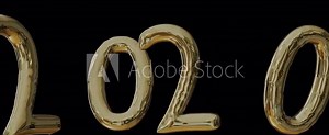 2020 balloons - gold foil balloons inflating and rising up with alpha channelwith alpha channel