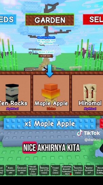 Dari 54 Seed pack zen, Aku mendapat mapple Apple 🍎