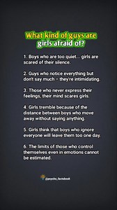 6.4K reactions · 208 shares | What kind of guys are girls afraid of? #love #lovepsychology #fact #facts | Psychofactsbook | Facebook