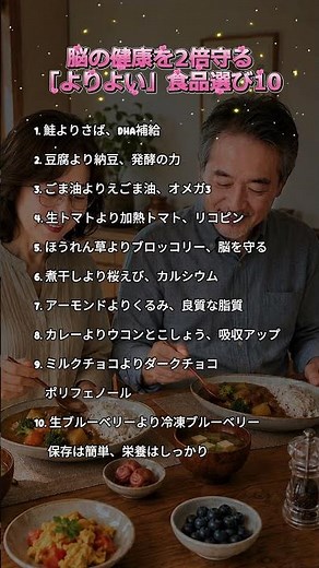 脳の健康を2倍守る「よりよい」食品選び10 #脳の健康 #認知症予防 #シニア健康 #健康習慣 #食事改善#健康ごはん
