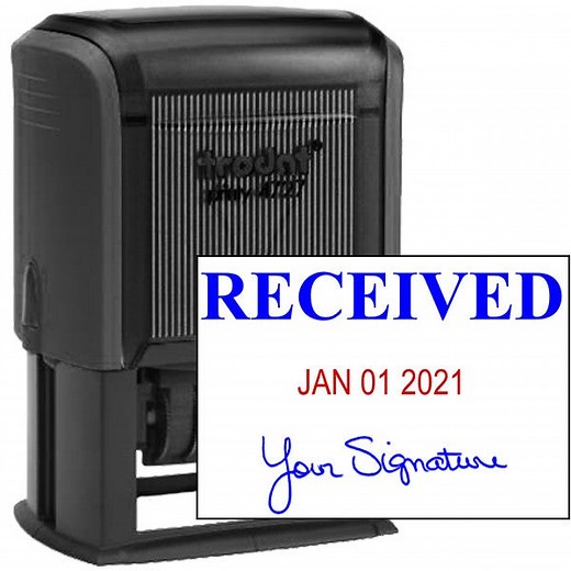 Received Stamp with Signature and Date, Customizable, 1.5