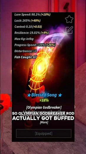 *BUFFED* Olympian Godbreaker Rod Changes! 🎣 #roblox #fisch