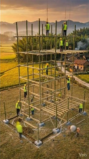 Bamboo Grove Timber Pavilion with Floating Balcony | Aesthetic Garden Construction Timelapse